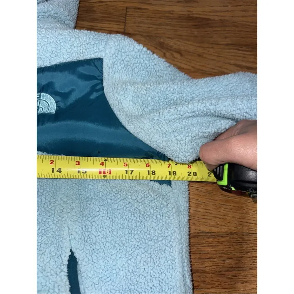 The North Face Girls Reversible Hooded Puffer Jacket Coat Large 14-16 Blue Green